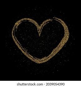 Gold Vector Heart Frame Design Glitter Gold Fine Dust Particles On Dark Background