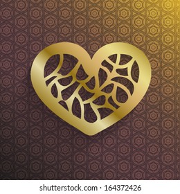 Gold vector heart on dark background