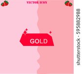 Gold vector  icon. Strawberry Background.