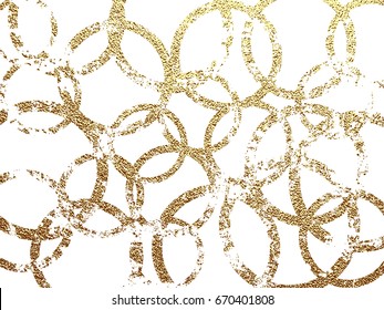 Gold vector illustration. Golden, grunge pattern with circles. Abstract background