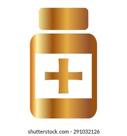 Gold Vector illustration of medical bottle 