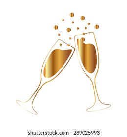Gold vector illustrations glasses of champagne