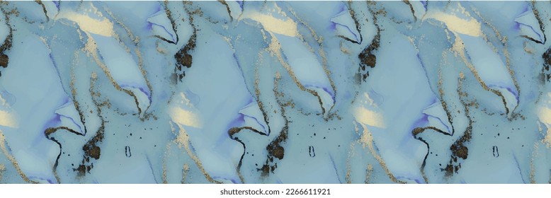 Gold Vector Ink Marble. Foil Seamless Watercolor. Blue Marble Background. Foil Art Paint. Vector Seamless Watercolor. Golden Watercolor Marble. Bronze Alcohol Ink Pattern. Modern Abstract Ink Template