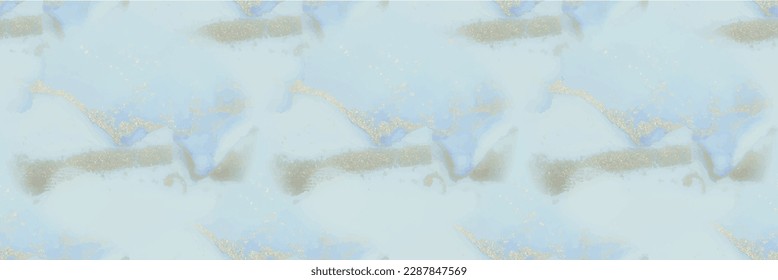 Gold Vector Ink Marble. Light Seamless Watercolor. Bronze Watercolor Repeat. Foil Marble Background. White Alcohol Ink Canvas. Blue Art Paint. Blue Oriental Watercolor. Vector Seamless Ink Painting
