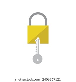 Gold vector key lock isolated on a white background