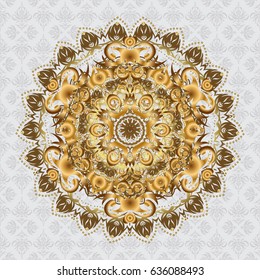 Gold vector mandala with peacock feather. Abstract oriental mandala frame with decorative golden foil. Design for fashion banner, cover, save the date card, wedding or birthday party invitation.