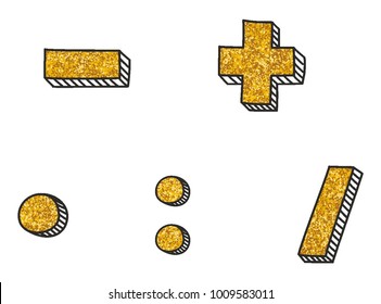 Símbolo de matemáticas vectorial de oro aislado en blanco