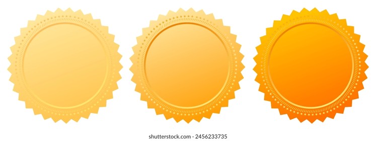 Gold vector notary seal isolated on white background, design elements for business agreement or education diploma