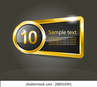 Gold vector object, button, medal, stiker, icon for commercial using.