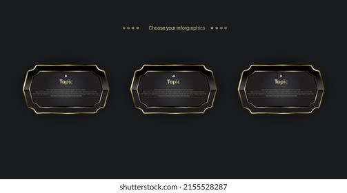Gold vector option design, Three options chart for business and finance template