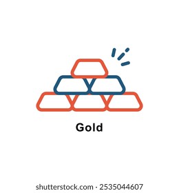 Gold vector Outline Two Color Design icon. Awards Symbol on White background EPS 10 File