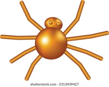 Gold vector realistic spider, illustration