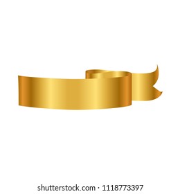 Gold vector ribbon illustration, isolated on white background