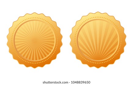 Gold vector seal designs isolated on white background