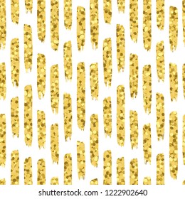 Gold vector seamless abstract pattern. Modern ink lines painted on white background. Seamless repeatable doodle style design. Golden grunge lines