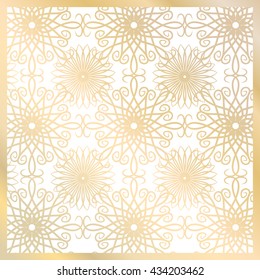 Gold Vector Seamless oriental pattern with monogram