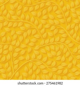 Gold Vector seamless pattern with leaves. Gold vector floral seamless pattern with shadow. Background for invitation cards etc.