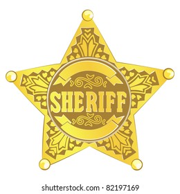 gold vector Sheriff star on white background