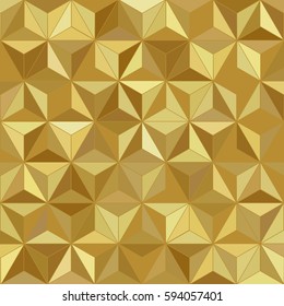 Gold vector shiny triangle background design. Geometric background in Origami style with gradient. Vector design for your background, cover, poster, banner, flyer, party invitation card, brochure etc