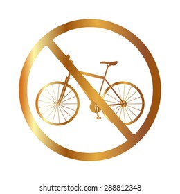 Gold Vector sign no bicycle 