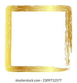 gold vector simple oval frame from crayon, at white background
