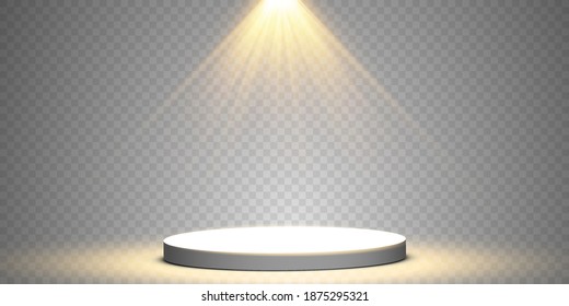 
Gold vector spotlight on transparent background stage. Light effects.