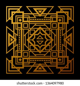 Gold vector square with geometric ornament