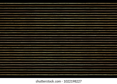 Gold vector stripes or pinstripes luxury background. Hand drawn streaks pattern. Golden foil uneven, doodle style lines or bars, striped yellow texture. Glittering, shining template for banners, cards