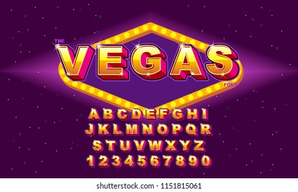 Gold Vector of stylized vintage font and alphabet. Vector glossy sign Casino. Golden rotated Alphabet Letters.80's retro font. Vector typography for flyers, posters.Gold Effect shiny letters.