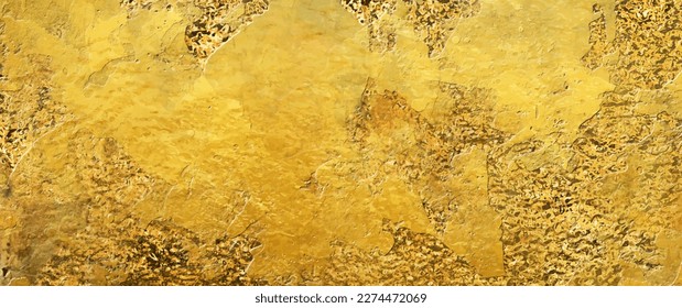 Gold vector texture for cover design, cards, flyers, poster, banner. Gold paint. Luxury backdrop for design. Stone. Grunge empty blank for text. Hand drawn golden aged backdrop.	