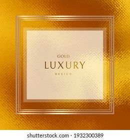 Gold vector texture. Frame with place for text. Abstract divorces of gold. Gold line. Vector illustration. Perfect design for header, logo and banner.