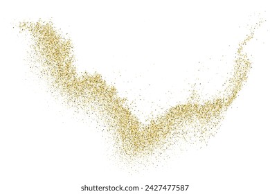 Gold vector texture. Golden wave pattern isolated on white background. Glitter explosion confetti. Yellow dust overlay. Vector illustration, EPS 10.