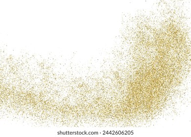 Gold vector texture. Golden wave pattern isolated on white background. Glitter explosion confetti. Yellow dust overlay. Vector illustration, EPS 10.