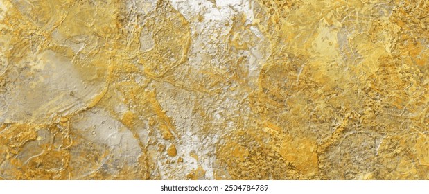 Gold vector texture with relief grunge stone surface for cover design, cards, flyers, poster, banner. Hand drawn luxury illustration. Vintage aged golden backdrop. Bronze paint. 