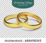 Gold vector wedding rings isolated on trasparent background. Vector illustration. Marriage invitation elements.