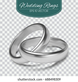 Gold vector wedding rings isolated on trasparent background. Vector illustration. Marriage invitation elements.