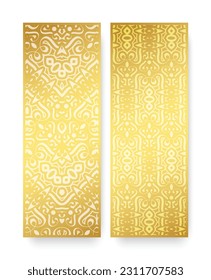 Gold vertical banner with minimal pattern