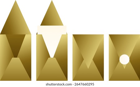 Montagem de envelope de bico vertical dourado. Coleção de Papelaria de Convite de Luxo