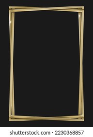 Gold vertical frame. Vector drawing. Made by hand. 