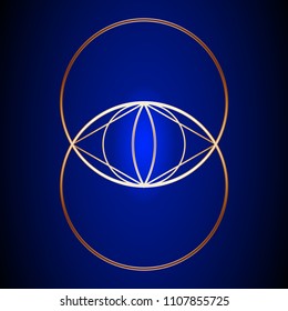 Gold Vesica Piscis Sacred Geometry symbol on background