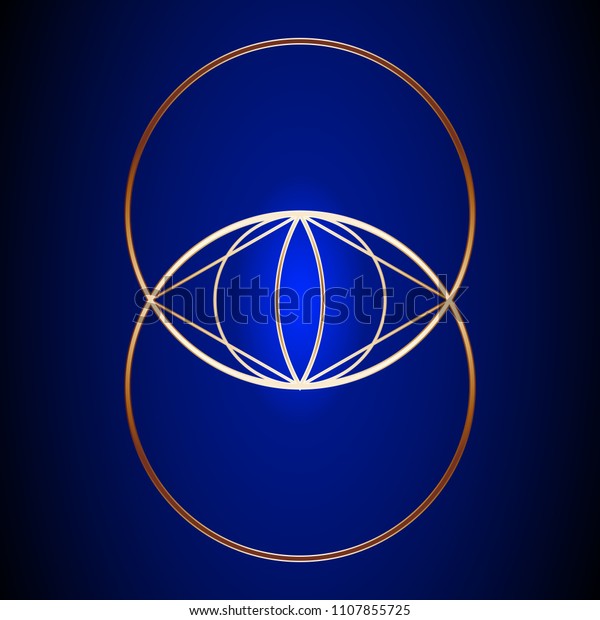 Gold Vesica Piscis Sacred Geometry Symbol เวกเตอร์สต็อก ปลอดค่า