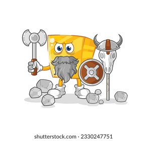 the gold viking with an ax illustration. character vector