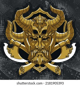 gold viking head symbol illustration