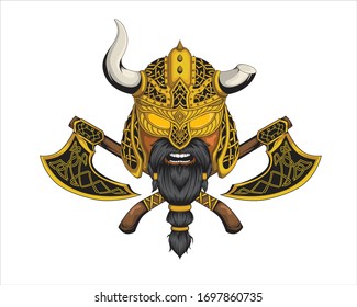 Gold Viking Head Vektorillustration Illustration