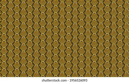 Gold vintage art deco geometric ornament. Luxury vector background in the style of 1920. Bee honeycomb repeat elements pattern. Seamless vector background.