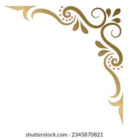Gold vintage baroque corner ornament retro pattern antique style acanthus. Decorative design element filigree calligraphy. You can use for wedding decoration of greeting card and laser cutting.