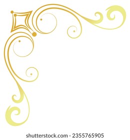 Gold vintage baroque corner ornament retro pattern antique style acanthus. Decorative design element filigree calligraphy. You can use for wedding decoration of greeting card and laser cutting.