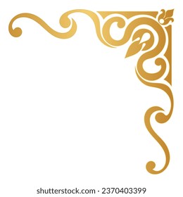Gold vintage baroque corner ornament retro pattern antique style acanthus. Decorative design element filigree calligraphy. You can use for wedding decoration of greeting card and laser cutting.