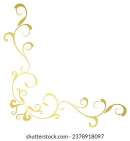 Gold vintage baroque corner ornament retro pattern antique style acanthus. Decorative design element filigree calligraphy. You can use for wedding decoration of greeting card and laser cutting