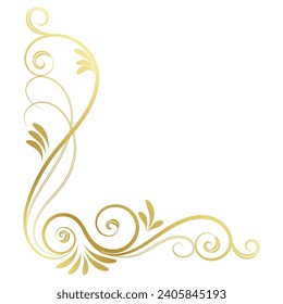 Gold vintage baroque corner ornament retro pattern antique style acanthus. Decorative design filigree calligraphy. You can use for wedding decoration 